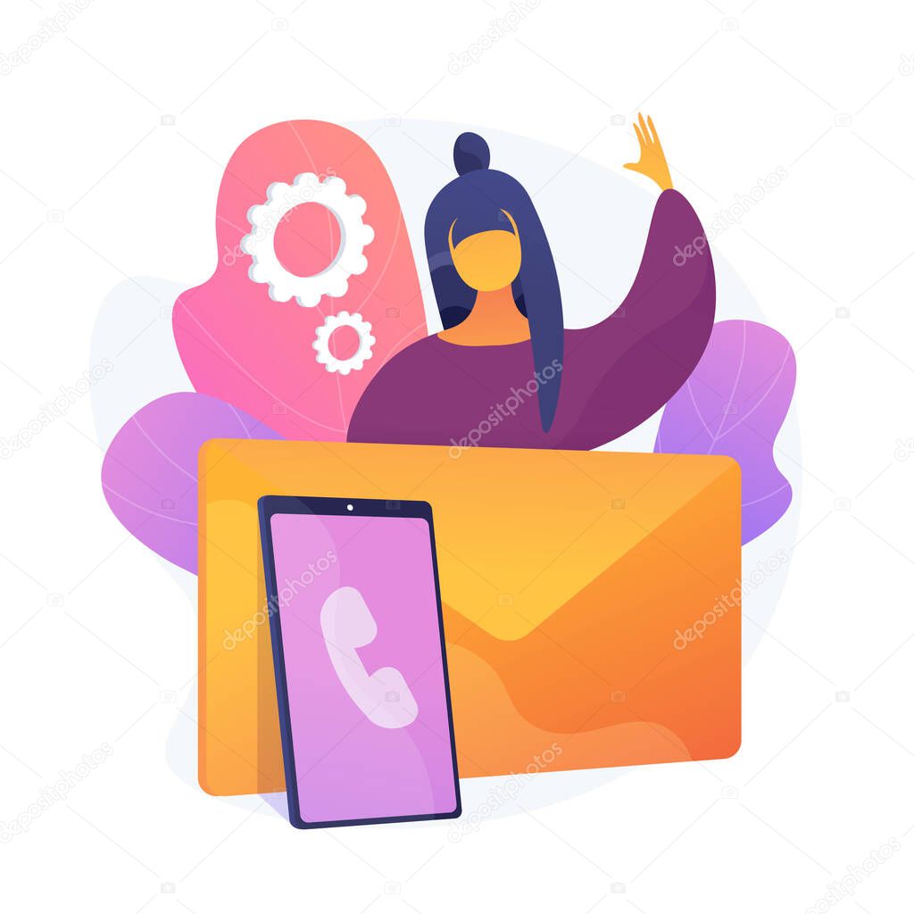 Staying in touch. Modern communication means, phone calls, letters and emails. Person contacting friends and customers via email, encouraging feedback. Vector isolated concept metaphor illustration