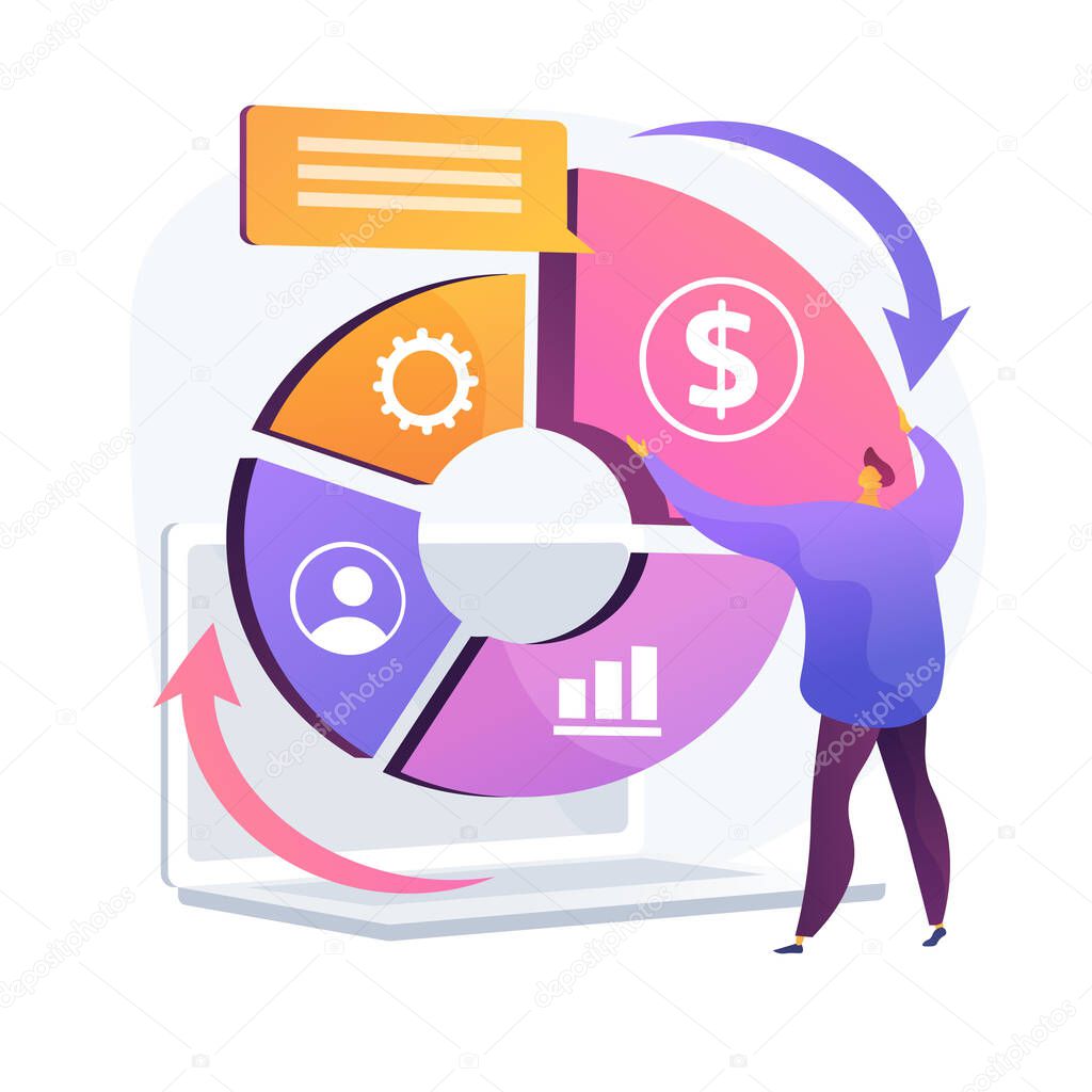 Balanced business scorecard. Coherent project, harmonious company development, optimized workflow. Skillful business management expert. Vector isolated concept metaphor illustration