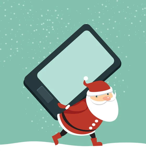 Santa s smartphone — Stockový vektor