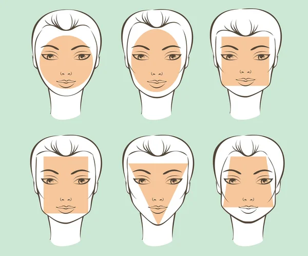 Types of female face shapes — Stock Vector