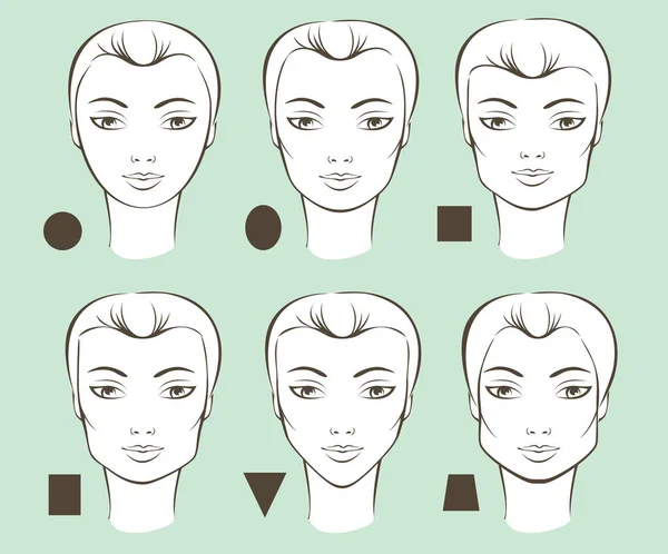 Formas de cara femenina — Vector de stock