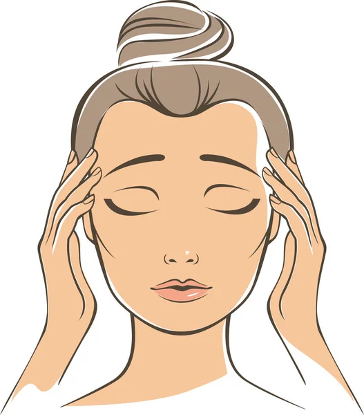 Frau mit Kopfschmerzen Migräne — Stockvektor
