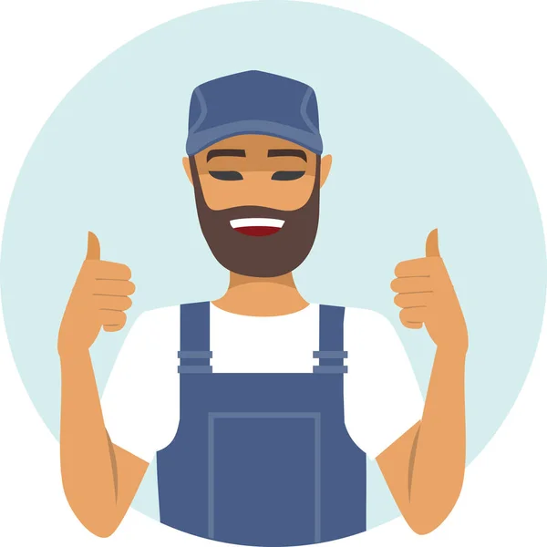 Handyman character thumbs up — Stock Vector