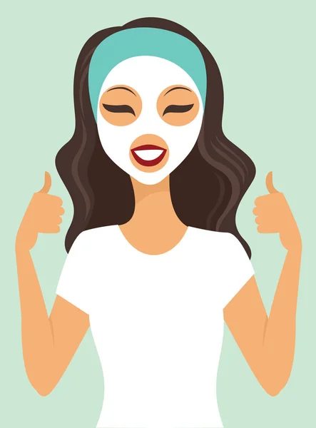 Fiatal lány a különböző kozmetikai maszkok — Stock Vector