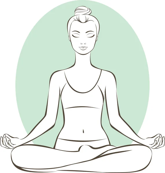 Kvinna som utövar yoga i lotusställning — Stock vektor