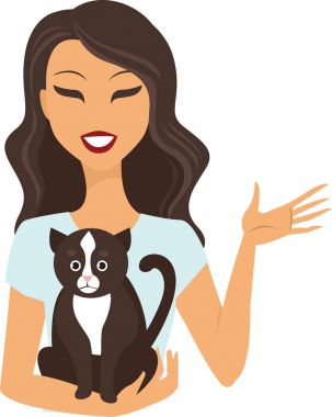 Kedili genç kadın.