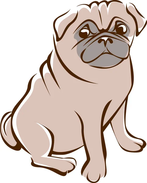 Pug outline drawing — Stock Vector