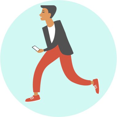 Mobil aygıtı ile genç adam