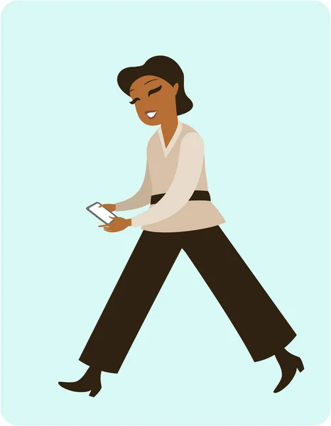 Woman with mobile gadget — Stock Vector