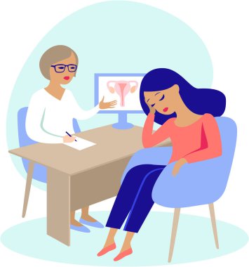 Kadın jinekologla görüşüyor.