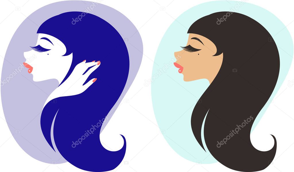 Portrait of a Beautiful lady vector silhouette beauty salon logo
