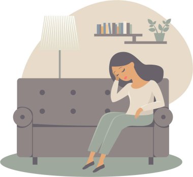 Lonley depresyonda genç bayan. 