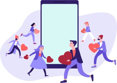 Sosyal ağların konsept illüstrasyonunu seviyor