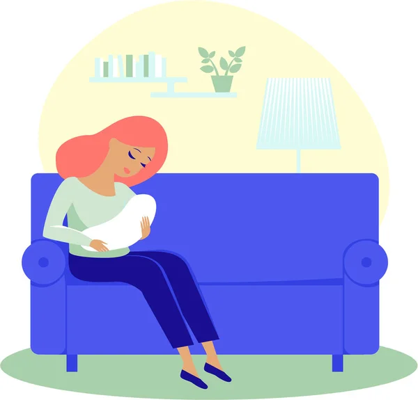 Woman with her baby at home vector illustration — 스톡 벡터