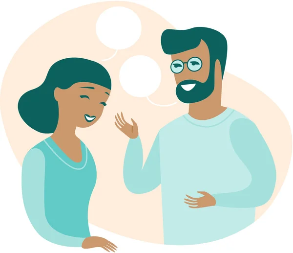 Man and woman chatting with speech bubbles — ストックベクタ