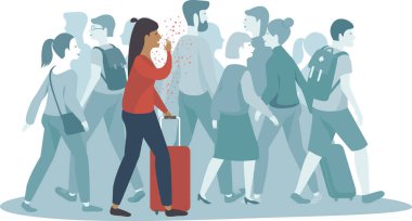 2019 ncov coronavirus pandemia COVID 19 konsept düz vektör çizimi 