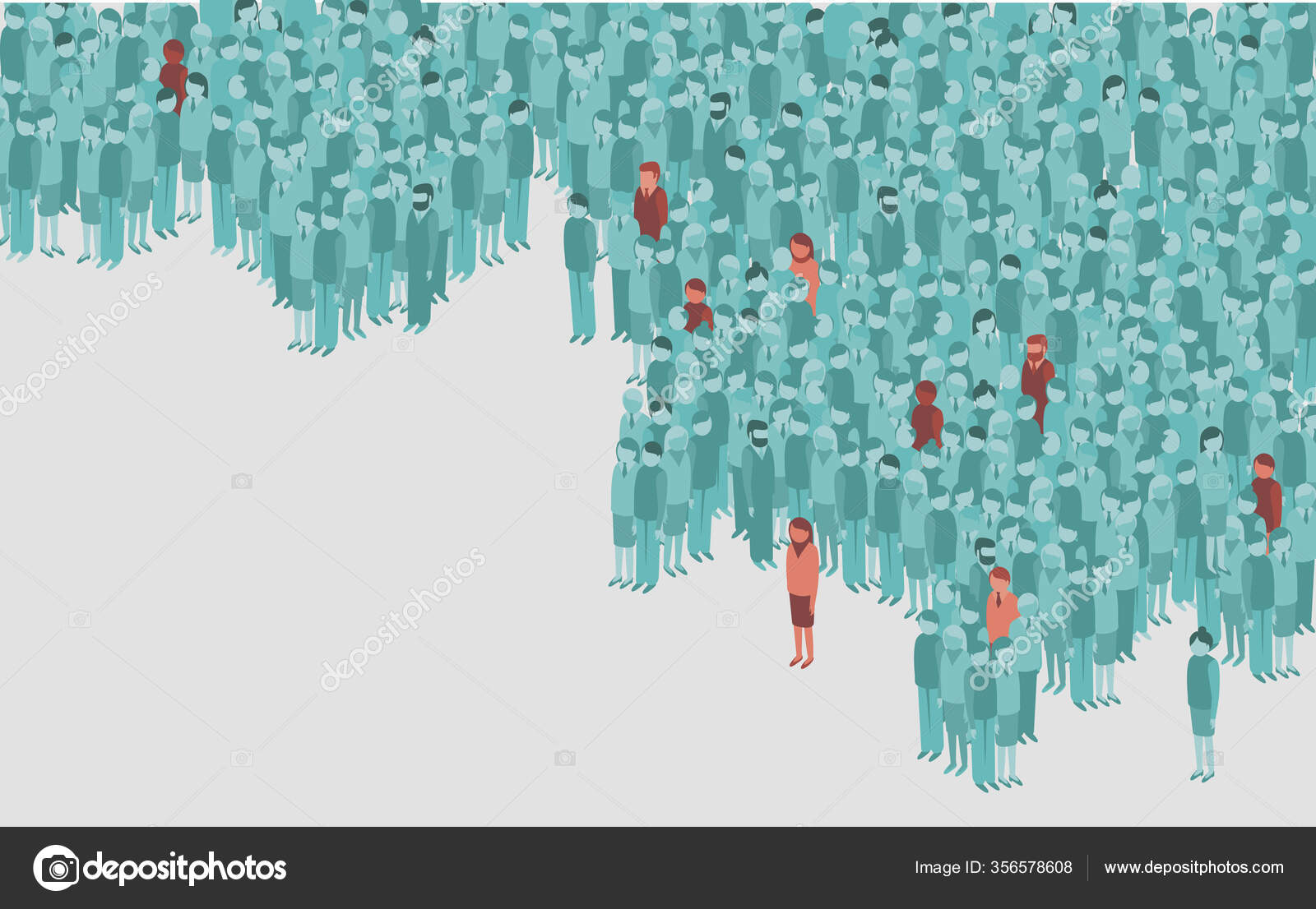 Single Cases Viral Contamination Huge Crowd Healthy People Vector ...