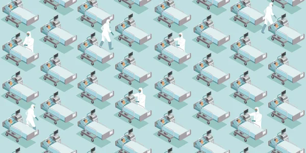 Les Ambulanciers Paramédicaux Travaillent Hôpital Avec Des Patients Contagieux Concept — Image vectorielle