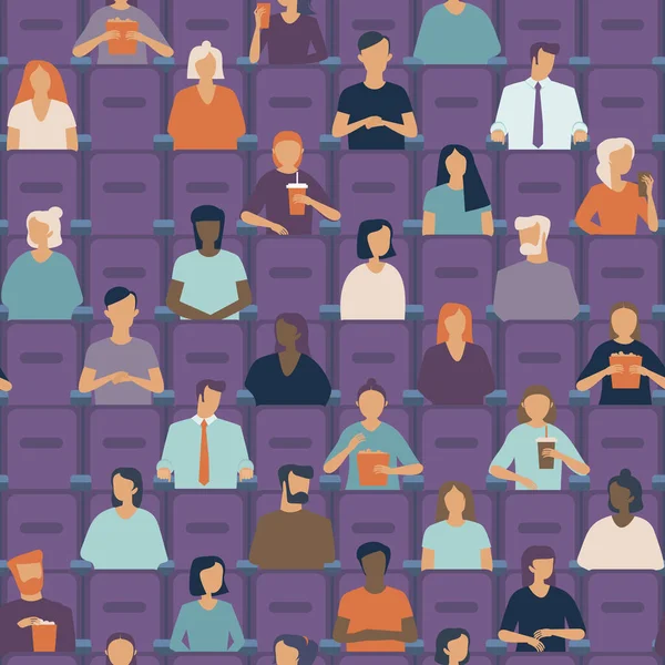 Gente Viendo Películas Salas Cine Concepto Distanciamiento Social Lugares Públicos — Vector de stock