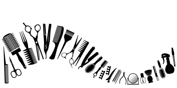 Wave from silhouettes of tools for the hairdresser — Stock Vector