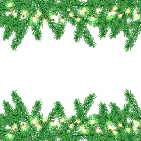 Christmas tree border with garland — Stock Vector