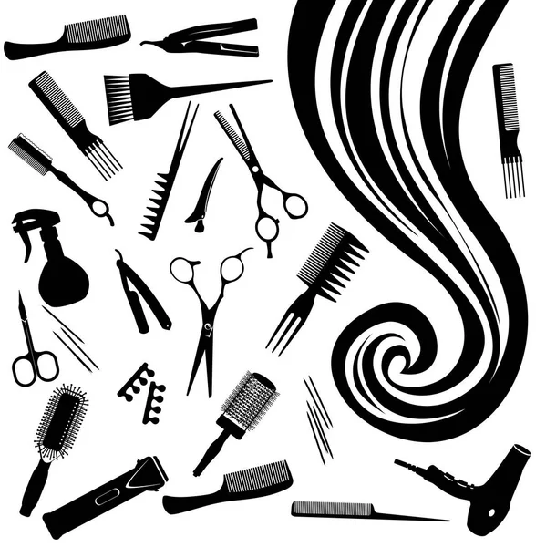 Vektor-Ring von Haaren und Friseurwerkzeugen — Stockvektor
