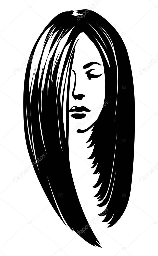 Woman silhouette with hair styling
