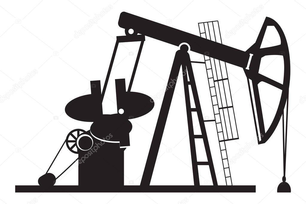 Oil derrick pump silhouette - vector illustration