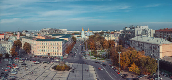 View of St Sophia Cathedral on Sophia Square. Kiev, Ukraine.