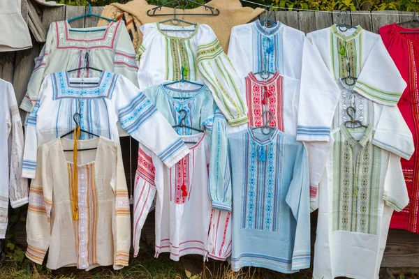 Traditional Ukrainian national clothes with embroidery. — Stock Photo, Image