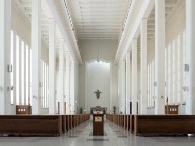 Kaunas, Lithuania - May 12, 2017: Interior of Our Lord Jesus Christs Resurrection church in Kaunas, Lithuania. clipart