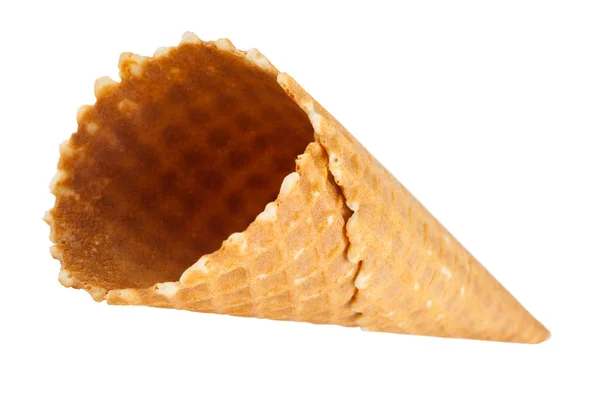 Порожній вафельний конус морозива. Ізольовані на білому ., — стокове фото