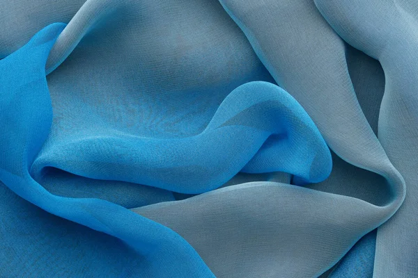 Azul Drapeado Tecido Seda Cachecol Fundo Ondas Seda — Fotografia de Stock