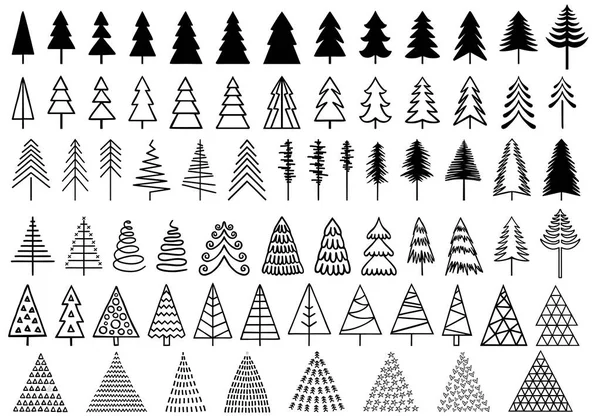 72 Christmas trees, vector set — Stock Vector