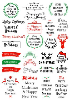 Noel metin bindirmeleri, vektör set