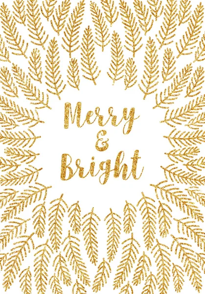 Cartão de Natal dourado alegre e brilhante — Fotografia de Stock