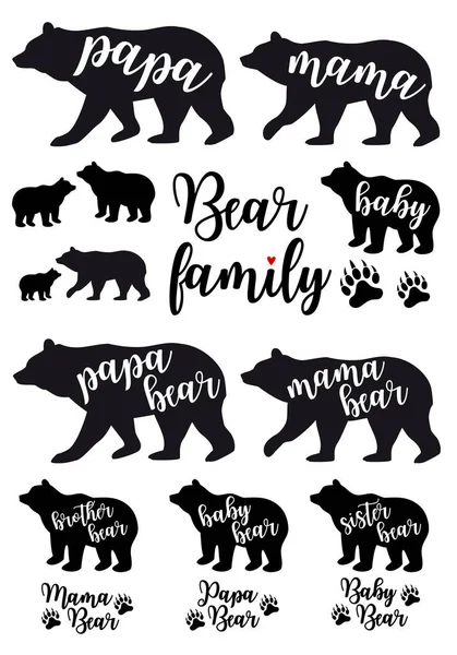 Mama bear, papa bear, baby bear, vector set — Stock Vector