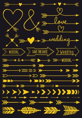 Altın düğün okları, vektör seti