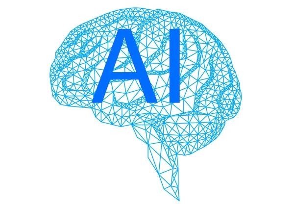 Künstliche Intelligenz, geometrisches menschliches Gehirn, Vektorzeichnung Stockillustration