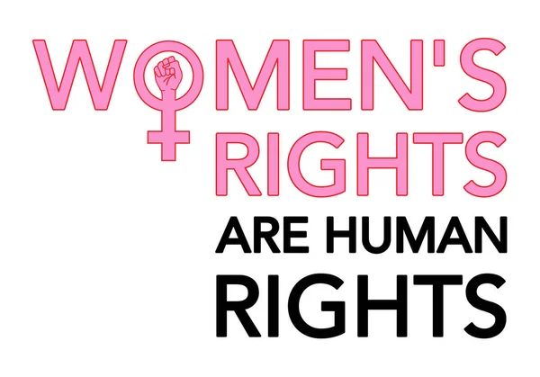 Kvinnors Rättigheter Mänskliga Rättigheter Vektor Med Kvinnlig Skylt Tryckbar Affisch Royaltyfria illustrationer
