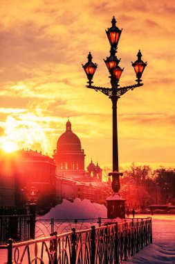 Saint-Petersburg, Rusya 'da güzel bir kış akşamı