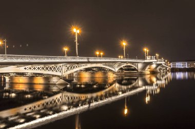 Saint-Petersburg, Rusya 'daki Blagoveshchenskiy Köprüsü' nün gece manzarası