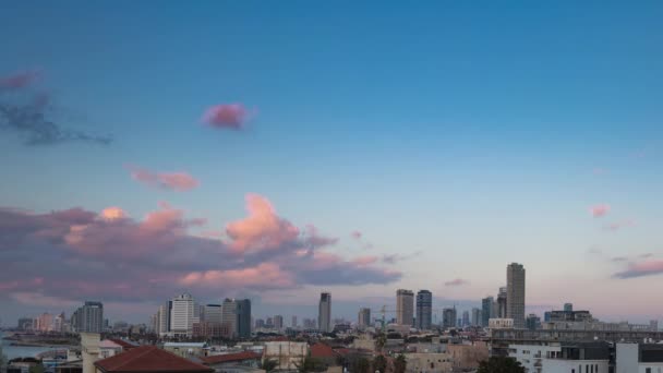 Dia Para Noite Transição Temporal Cidade Tel Aviv Israel Jaffa — Vídeo de Stock