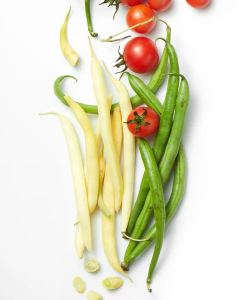 Fasolka szparagowa z pomidorami cherry — Zdjęcie stockowe
