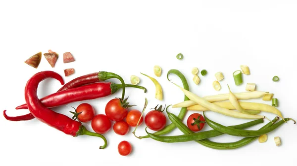 Pimienta, frijoles con tomates cherry — Foto de Stock