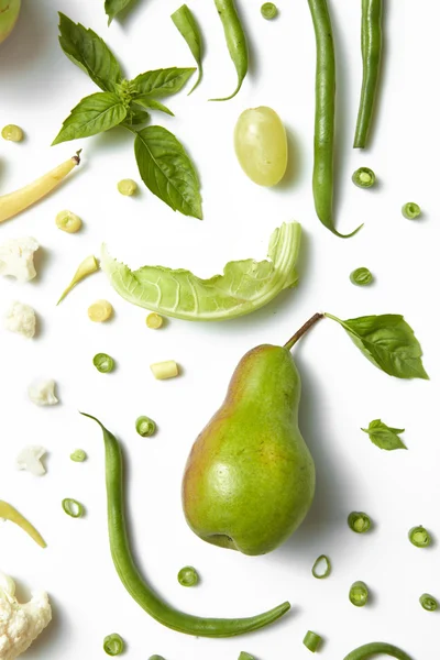 Coleção de verduras e frutos verdes — Fotografia de Stock