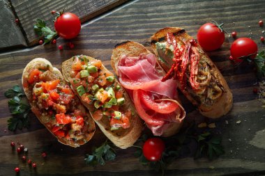 Lezzetli bruschettas seti