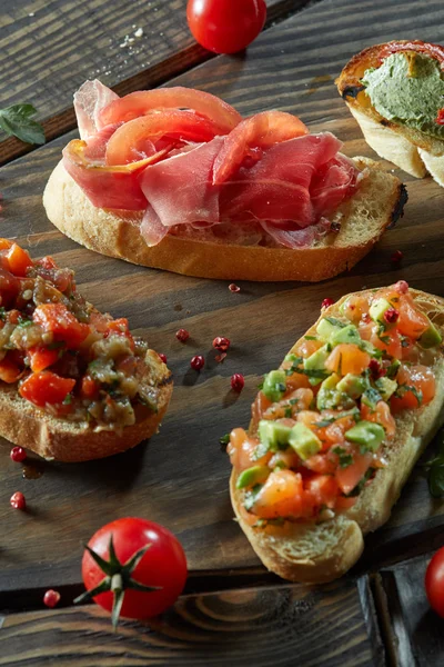 Läckra bruschettas set — Stockfoto