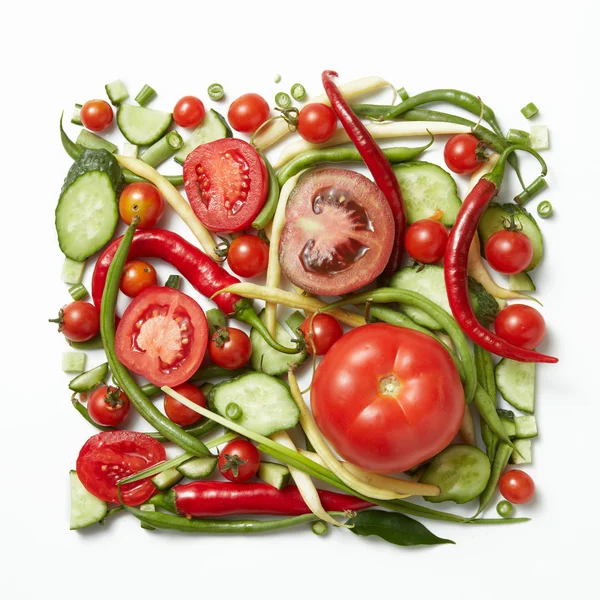 Vierkante frame van rauwe groenten — Stockfoto