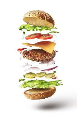 uçan maddeler ile lezzetli hamburger